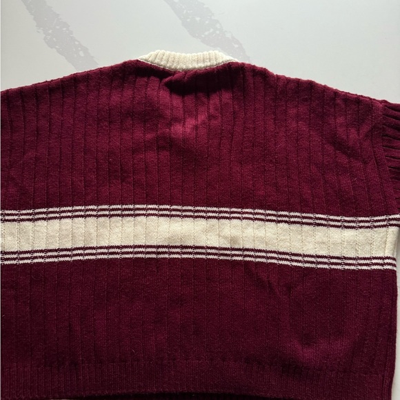 Men's Burgundy V-Neck Sweater - Picture 2 of 3
